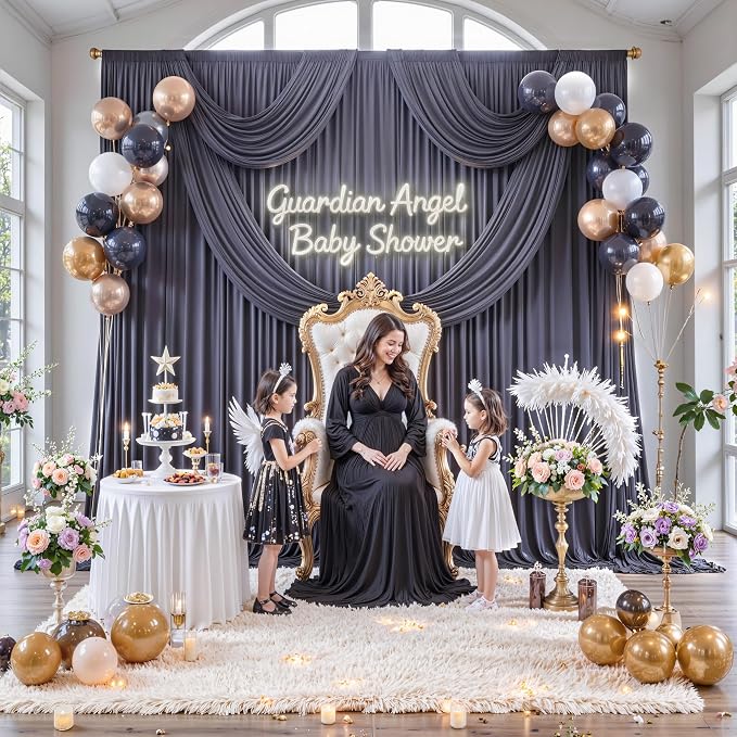 30 ft x 10 ft Wrinkle Free Charcoal Backdrop Curtain - Image 8