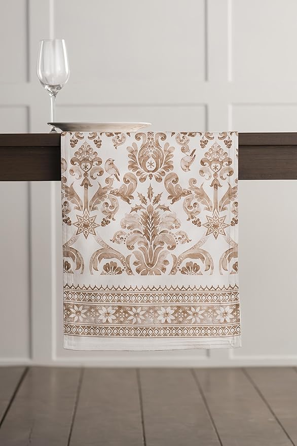 Maison d' Hermine Table Runner 100% Cotton Double Layer Table Runners 72 inches Long for Thanksgiving Christmas Decorations Home Kitchen Dining Party Wedding (Allure, 14.5" x 72")