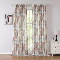 Kayne Studio Red Tan Boho Geo Rod Pocket Semi Sheer Curtains 95 Inches Long | by KayneStudio
