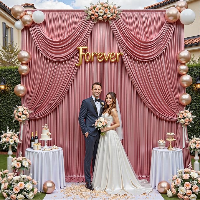 10x10ft Thick Rose Gold Glitter Backdrop Curtain Panels - Image 7