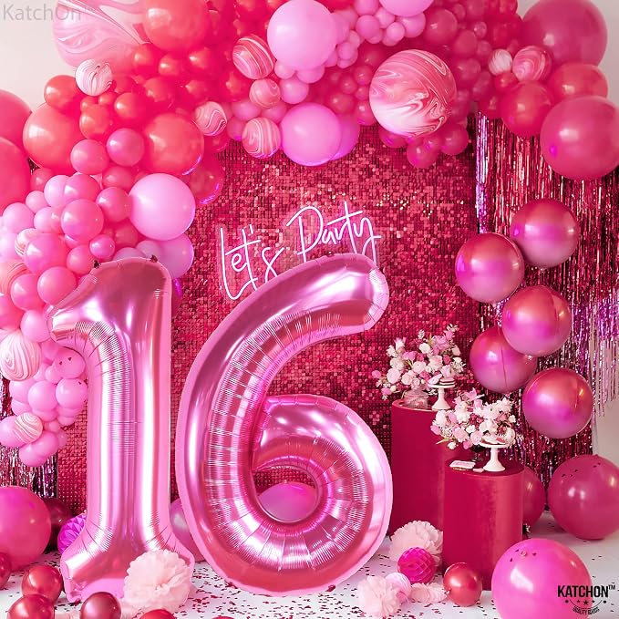 KatchOn Giant Pink 16 Balloon Numbers Foil 40 Inch 16 Birthday Decorations | - Image 7