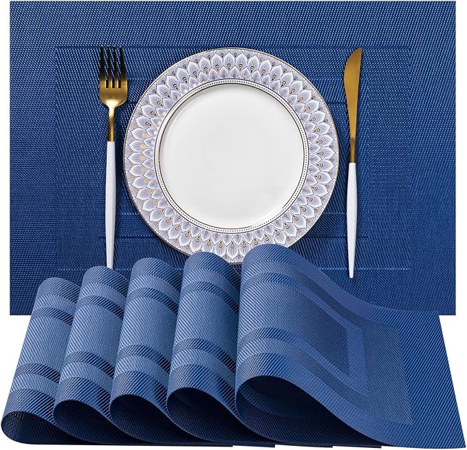 LEXMORE Placemats Set of 8 Vinyl/Plastic Woven Place Mats by lexmore