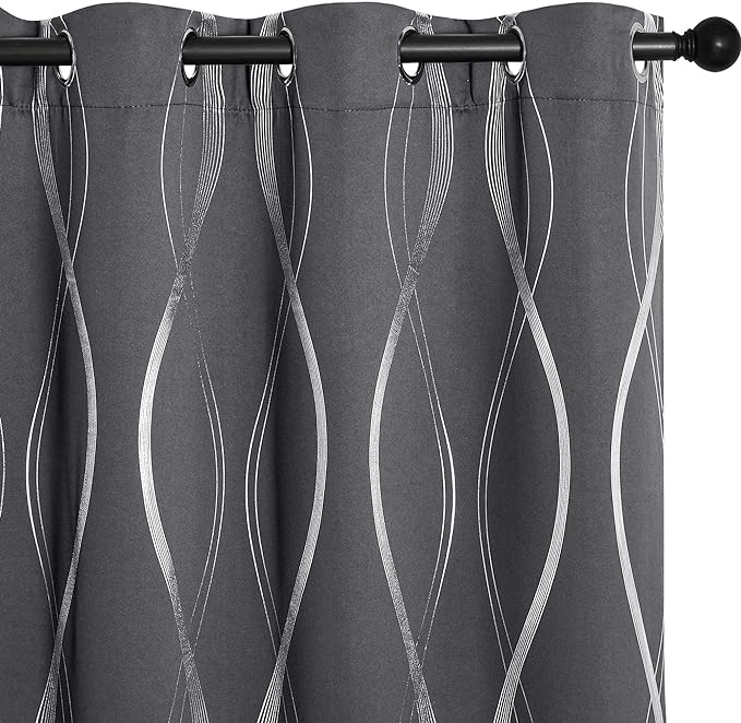 NICETOWN Grey Blackout Short Curtain - Image 2