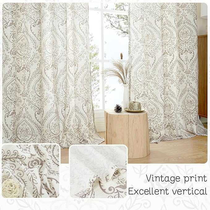 Linen Curtains 48 inch Length for Small Windows, Light Filtering Semi Sheer - Image 4