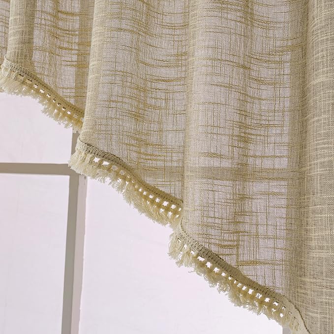 Beda Home Tassel Linen Textured Swag Curtain Valance - Image 5