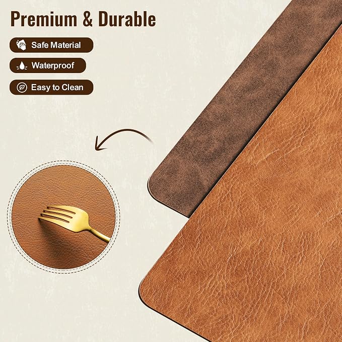 Placemats Set of 8, DOLOPL Reversible Dual-Color Faux Leather Place Mats - Image 7