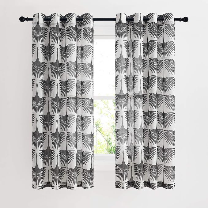 KGORGE Geometric Pattern Curtains 52”W x 72”L 2 Panels Black by KGORGE