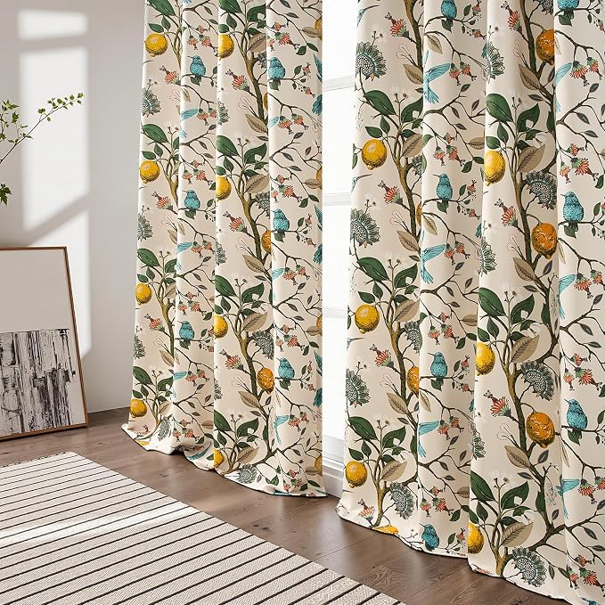 Topfinel Floral Curtains 96 Inches Long 2 Panels Unique Beige Luxury Elegant - Image 7