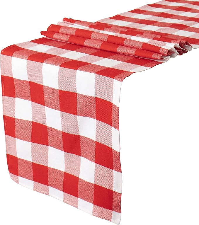 ShinyBeauty Checkered Table Runners 72 Inches Long, 4 Packs | Cotton Linen by ShinyBeauty