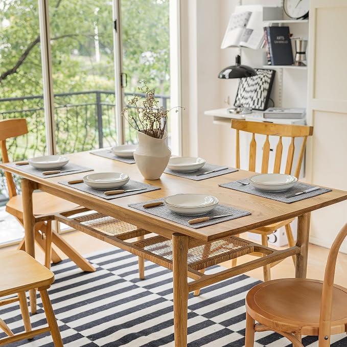 Demetex Cloth Placemats Set of 6 Table Mats Gray Linen Place Mats - Image 7