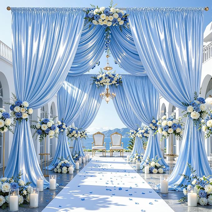 40x10ft Blue Glitter Backdrop Curtain - Image 3