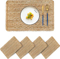 Woven Placemats Set of 4 Rattan Placemats Rectangle Natural Placemats Wicker by CYSISTERS