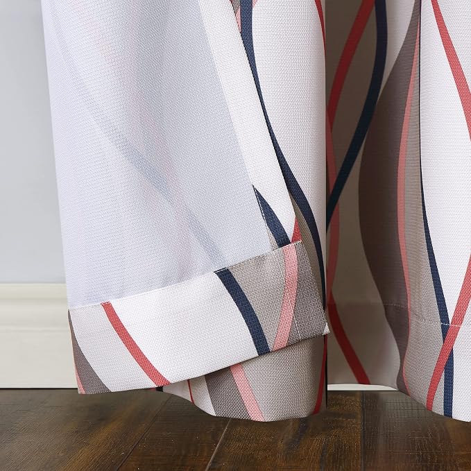 No. 918 Intersect 2-Pack Ogee Print Semi-Sheer Grommet Curtain Panel Pair - Image 3