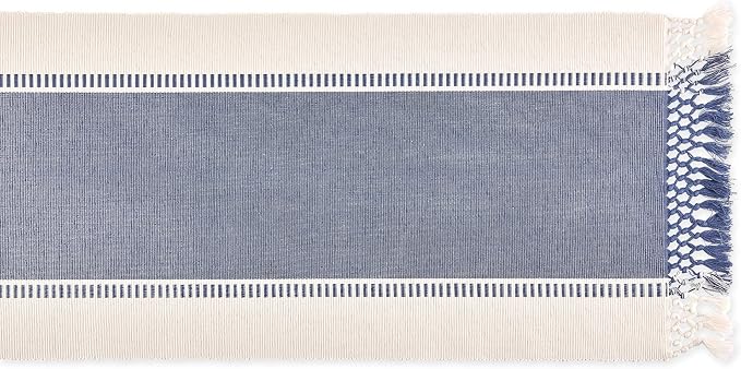 DII Dobby Stripe Woven Table Runner, 13x72-inch, French Blue - Image 2