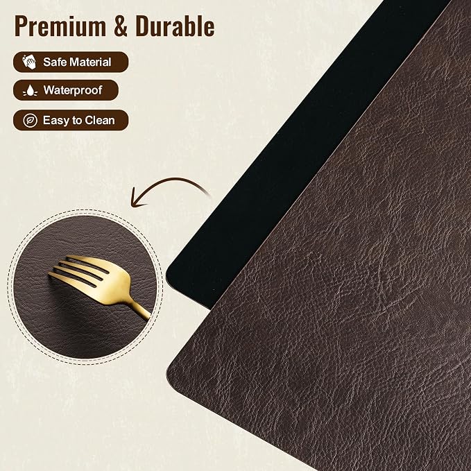 Placemats Set of 6, DOLOPL Reversible Dual-Color Faux Leather Place Mats - Image 8