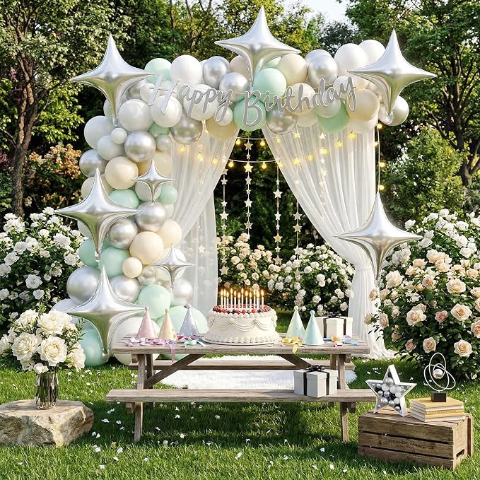 Silver Star Balloons, 26 Inch and 10 Inch Silver Stars Shaped Balloon - Image 5