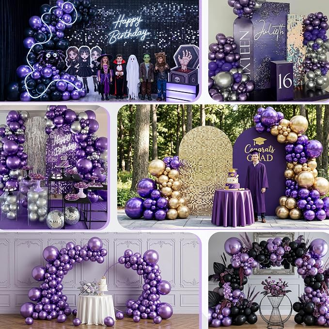 Metallic Purple Balloons 50Pack 12 Inch Chrome Purple Latex Party Balloons - Image 8