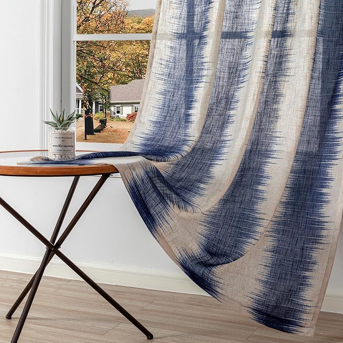 MYSKY HOME Navy Blue Curtains 95 Inch Length 2 Panels Set, Soft Touch Semi - Image 3