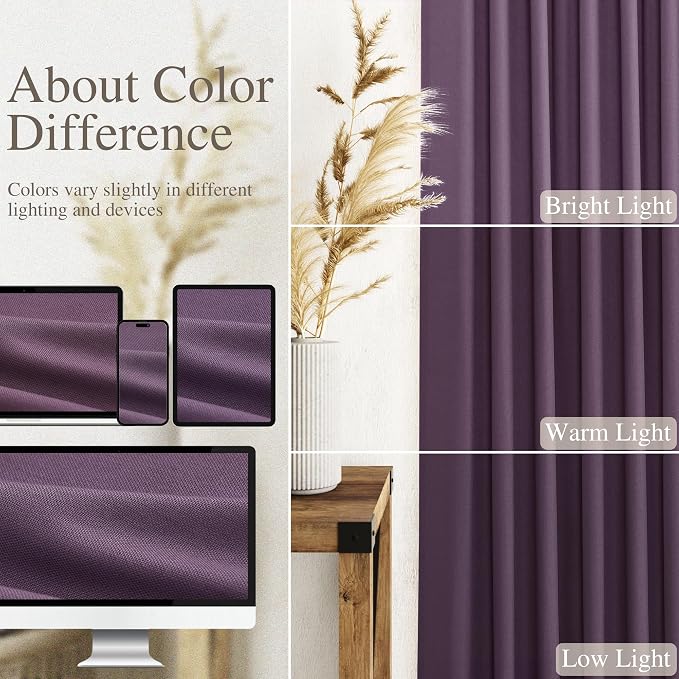 Plum Linen Curtains 84 Inch Length 2 Panels Set - Image 3