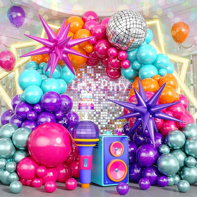 Disco Balloon Arch, 22 Inch Disco Ball Mylar Explosion Star Foil Balloon by Jobkoo
