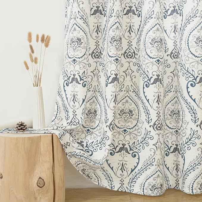 Linen Curtains 72 inches Long for Living Room, Printed Linen Curtains Grommet - Image 8
