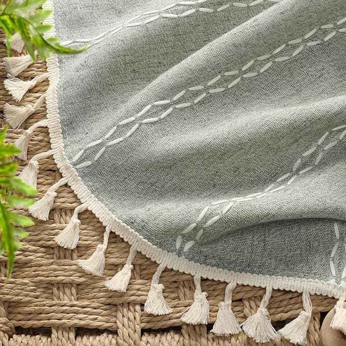 Sage Green Boho Blackout Curtains 63 Inch 2 Panels - Image 7