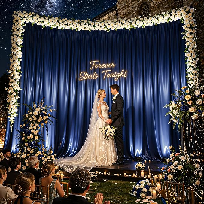 30x10ft Navy Blue Glitter Backdrop Curtain - Image 2