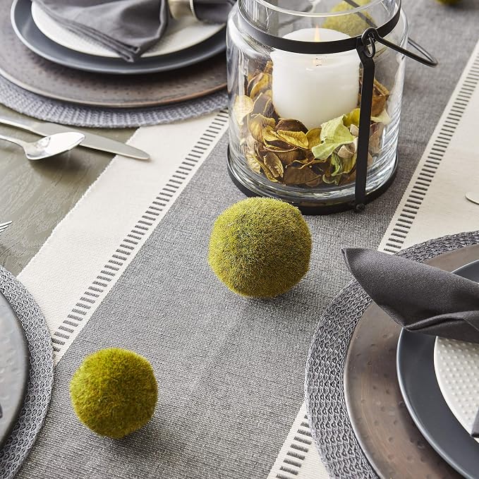 DII Dobby Stripe Table Runner, Mineral Gray & Cream Background | Woven - Image 4
