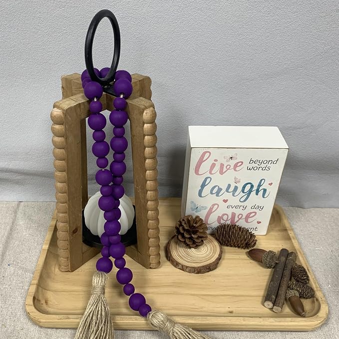 Handcrafted Farmhouse Wooden Decorative Beads Garland, Table Tray Boho Wood - Image 4