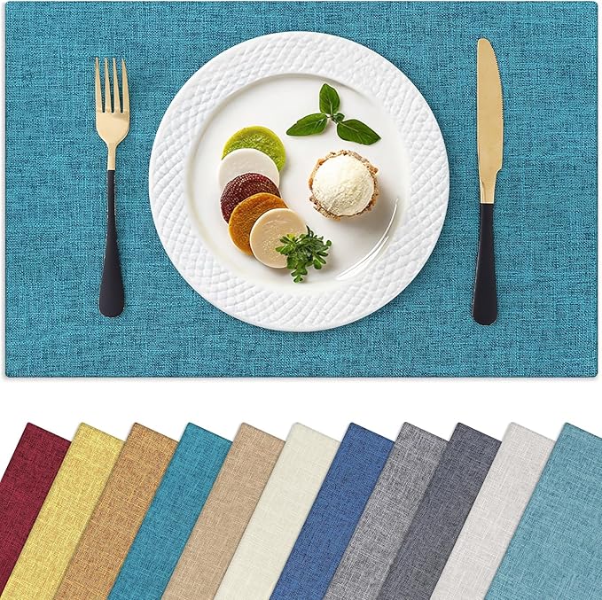 Homaxy Cloths Placemats for Dining Table Set of 4, Teal | Heat Resistant by Homaxy