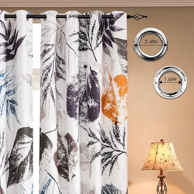 SUBRTEX Light Flitering Curtains 52Wx84L, Room Darkening Vibrant Floral Drapes - Image 3