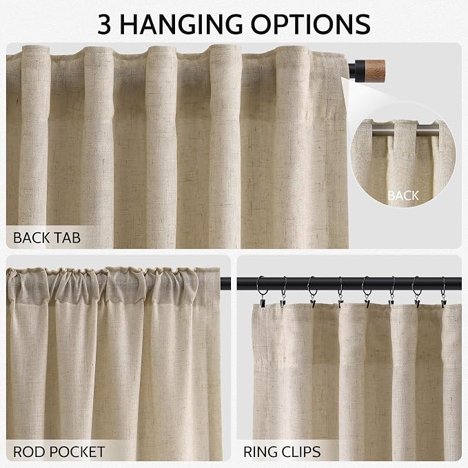 Taupe Burlywood Linen Curtains 132 Inch Length - Image 2