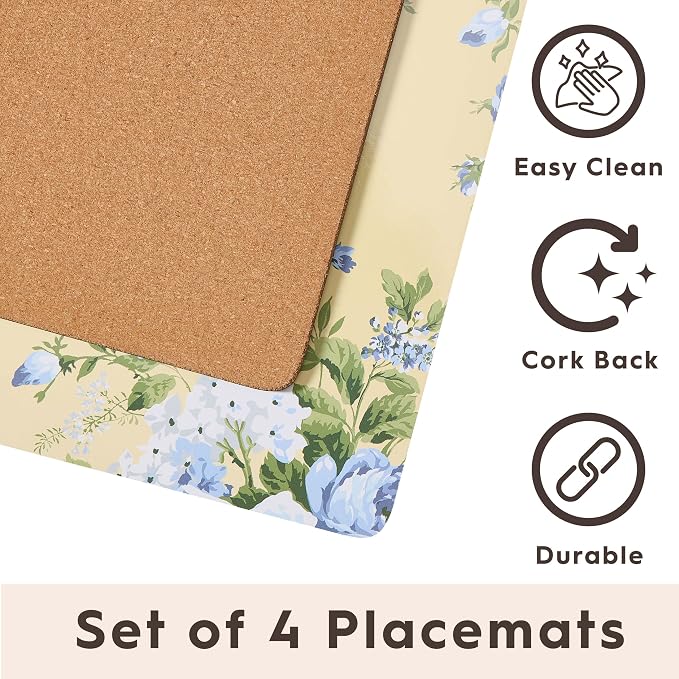 Laura Ashley Cork Placemats, 16 x 12-inch, Joyce | Ideal - Image 3
