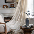 Sutuo Home Boho Curtain Crochet Lace Semi-Sheer Florals Hollow Knitted Handmade by SutuoHome