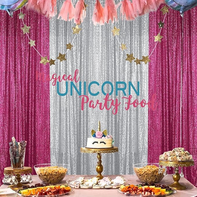 Sugargirl Silver Sequin Backdrop Curtain 7FTx7FT Glitter Silver Background - Image 7