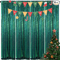 ShinyBeauty Sequin Backdrop 4 Pieces Iridescent Green Sequin Curtains Panels Photograph Backdrops Shimmer Background Christmas Birthday Party Decor Glitter Curtain (2Ftx8Ft)