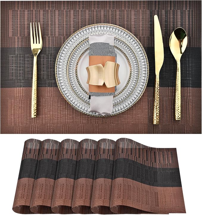 SLKQG Brown Placemats Set of 6 by SLKQG