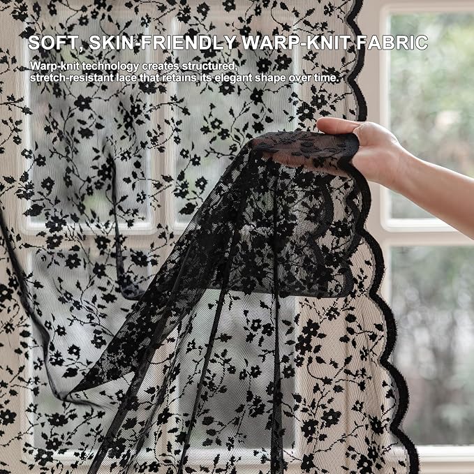 Anmao Vintage Lace Sheer Curtains 84 Inches Long - Image 4