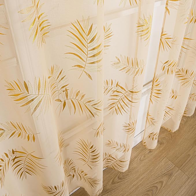 Sutuo Home Khaki Sheer Curtains 96 Inches Long 2 Panels Set, Window Treatment - Image 6