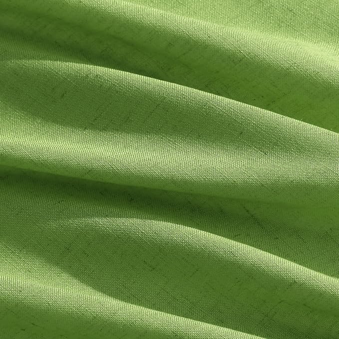Lime Green Linen Blend Light Filtering Back Tab Curtains 108 Inches Long - Image 5