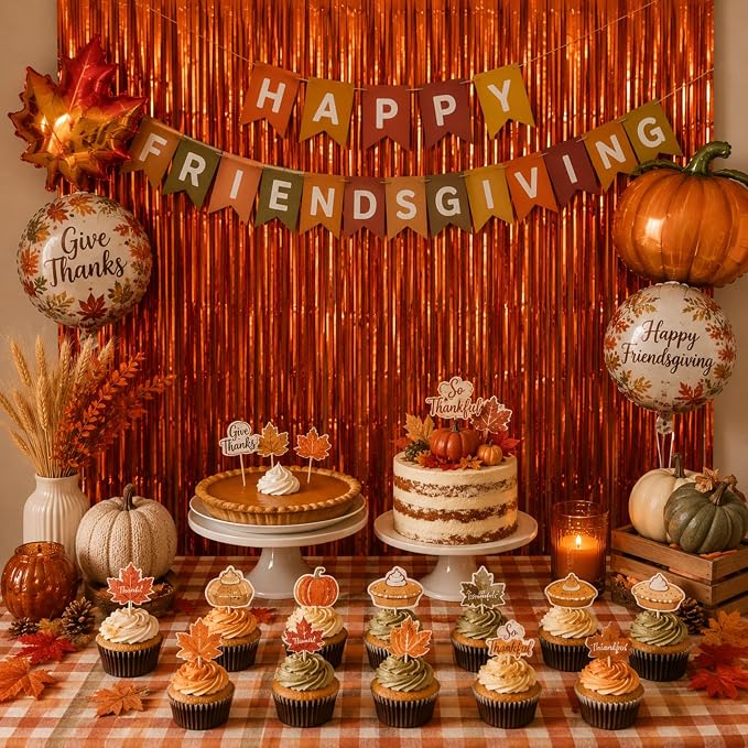Matte Orange Foil Fringe Curtains Backdrop Party Decorations 4 PCS | 3.3 x 6.6 - Image 9