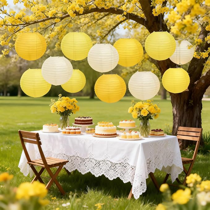 Qenk 12 Pcs Yellow Paper Lanterns - Image 5