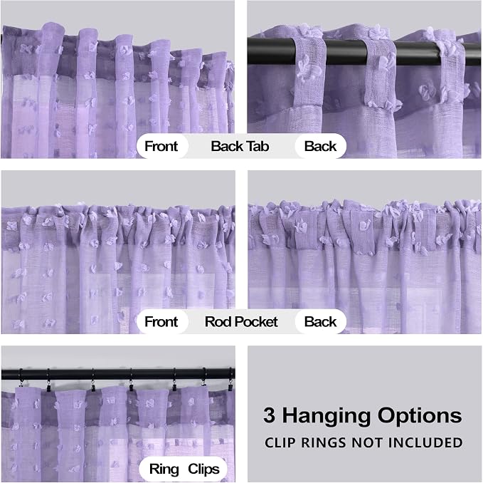 Lavender Sheer Curtains 96 Inches Long - Image 3