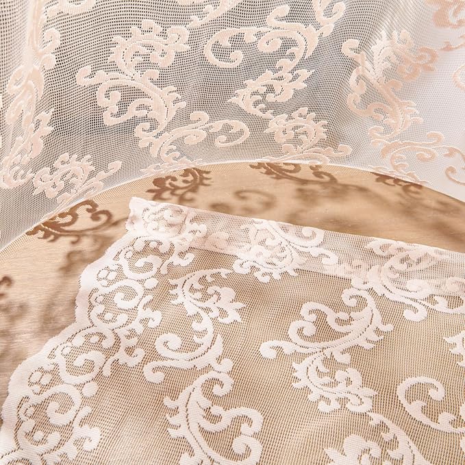 Blush Pink Lace Curtains 96 Inches Long 2 Panels - Image 7