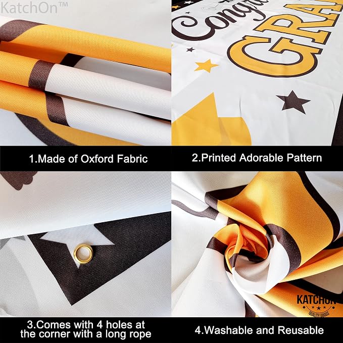 KatchOn Congrats Grad Banner 72x44 Inch | White, Congratulations Wall Poster - Image 5