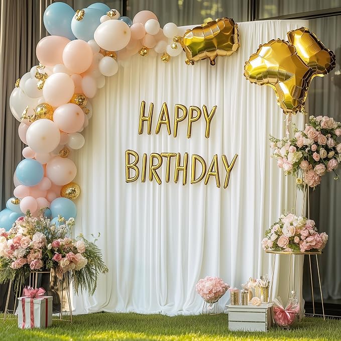 Ivory Backdrop Curtain for Parties Backdrop Drapes, 4 Panel 5x8FT - Image 5