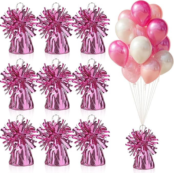 9 PCS Metallic Wrapped Balloons Weights Pink Helium Balloon Weight Balloon by SPFYunion