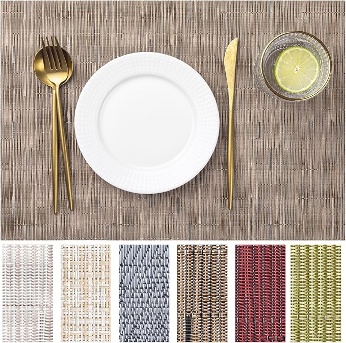 LEXMORE Placemats Set of 8 Vinyl/Plastic Woven Place Mats by lexmore