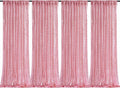 Fuchsia Pink Sequin Backdrop Curtains 4 Pcs 2ftx8ft Glitter Shimmer Fabric | by B-COOL