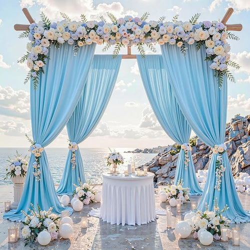 10 ft x 10 ft Wrinkle Free Baby Blue Backdrop Curtains by Outpain